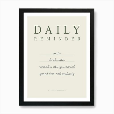 Daily Reminder Tick to do list Art  Framed Wall Art Poster Canvas Print Picture