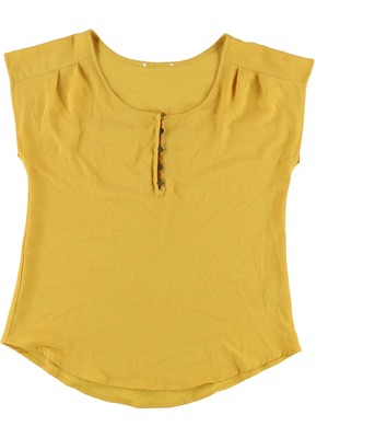 Blu Pepper Womens Solid Sleeveless Blouse Top, Yellow, Small