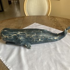 Vintage Carved Wood Sperm Whale Sculpture Figurine Carving 16&rdquo;Folk Art