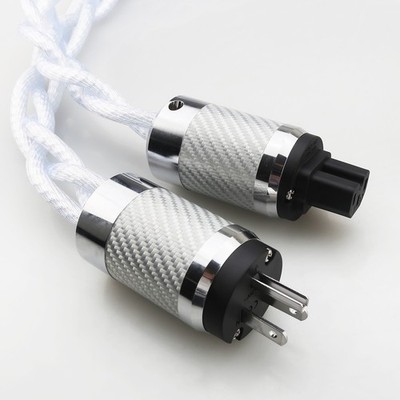 Audiophile Silver Plated 8N OCC HiFi Power Cable US EU Schuko Mains Supply Cord