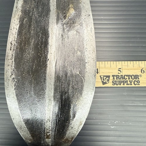 Antica testa di lancia lama foglia doppio taglio tribale Baluba del Congo africano - Foto 21 di 23