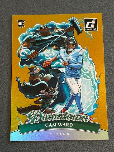2025 Panini Donruss Cam Ward Gold Downtown 8/10 (RC) Titans #12 CASE HIT SSP