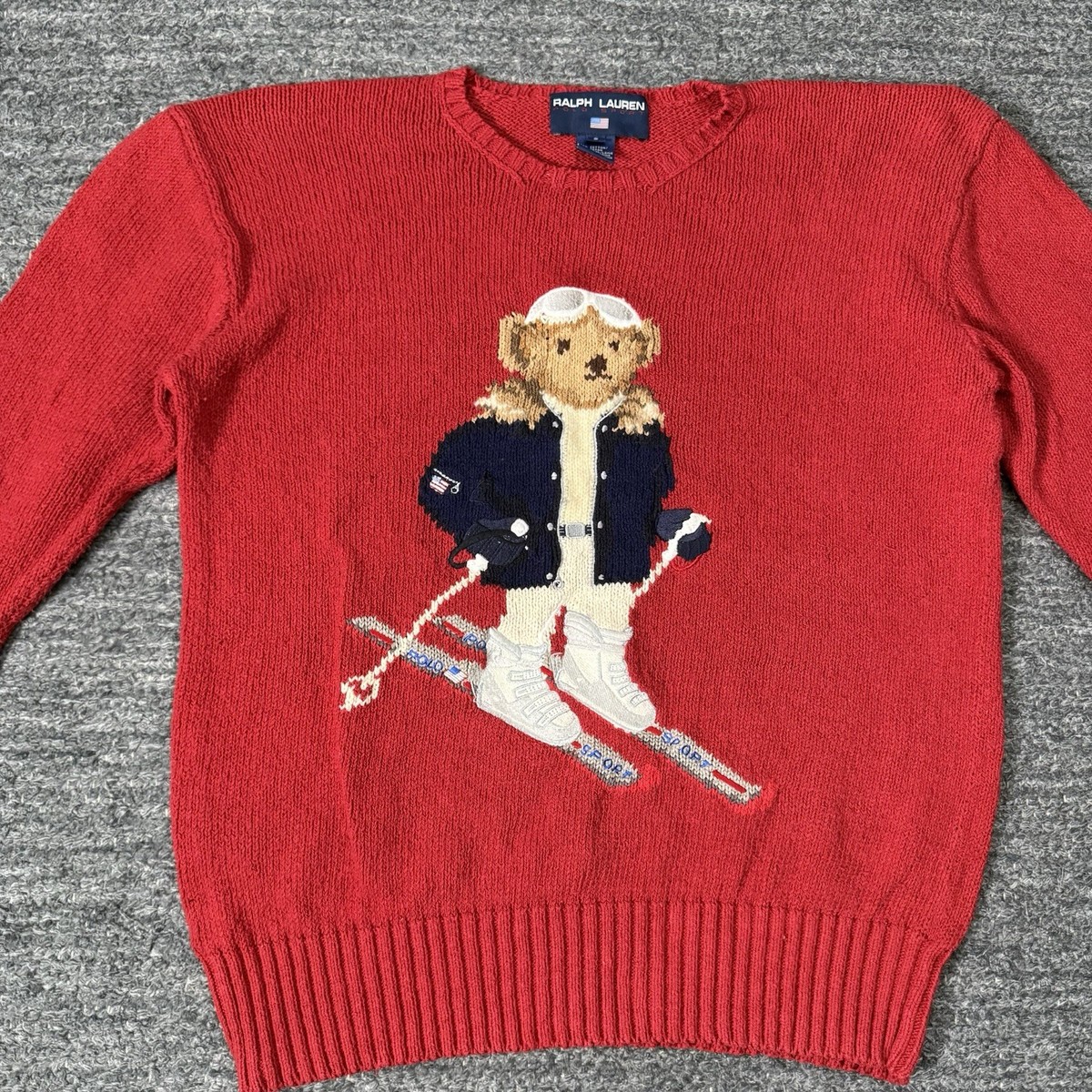 Vintage Ralph Lauren Polo Sport Sweater Men Small Red Polo