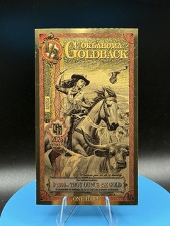 2025 1/2 Oklahoma Goldback 1/2000 oz .999 Fine 24K Gold Foil Note