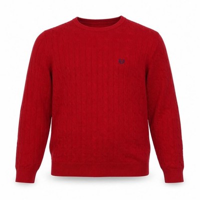 Chaps Herrenpullover Pullover Größe XL Rot Crew-Neck Kabelstrick Langärmel Casual