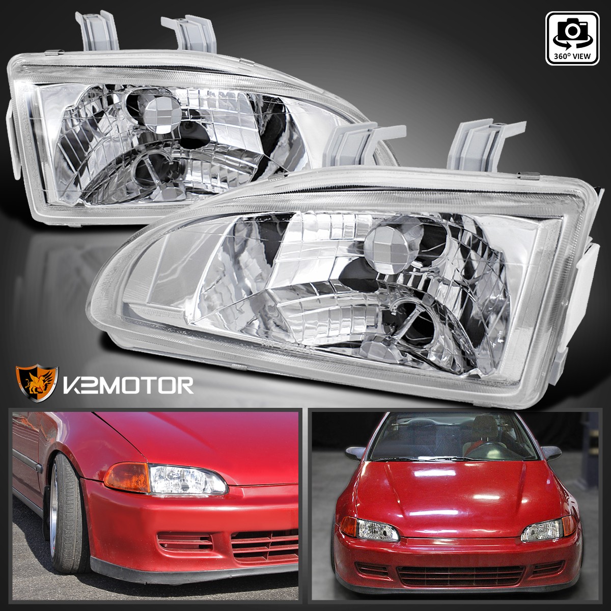 1992-1995 Honda Civic EG EH EJ Clear Headlights Head Lamps Left+