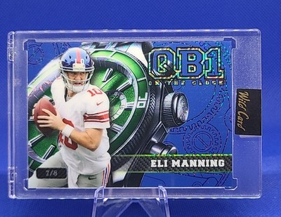 2024 Wild Card Eli Manning Green Watch Face Blue QB1 On the Clock /8 SP Encased