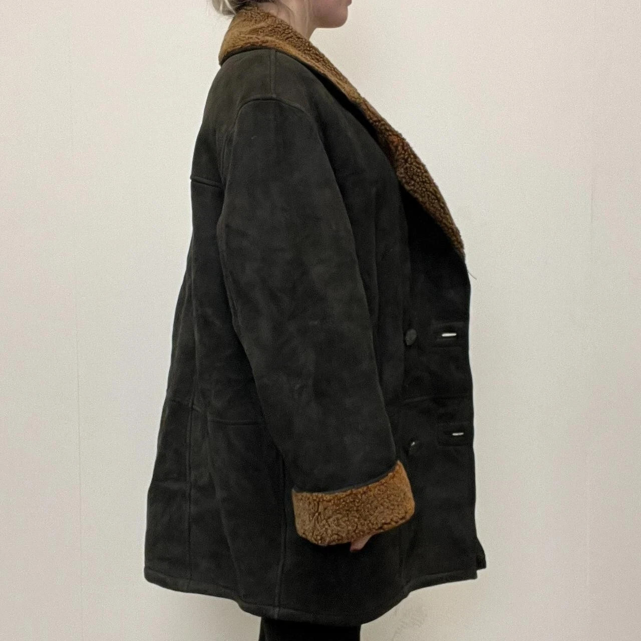 Zaffers Genuine Sheepskin Shearling Coat in Brown/Tan rim Size UK 14 EU 42 image 3