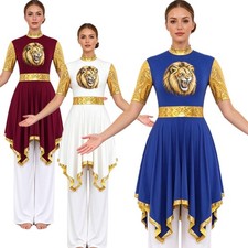 Women Praise Dress Dance Dress For Stage Performance Liturgical Glittery Sequin