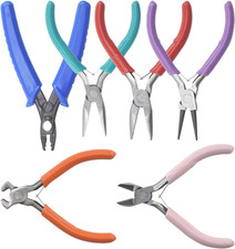 6Pcs Jewelry Pliers Making Tools Kit for Necklace, Bracelet, Earrings or Repairi