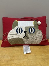 Opalhouse Jungalow Decorative Christmas Cat Pillow 14x20” Textured Embroidered
