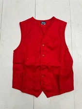 Fame Delta Plus Solid Red Button Up Sleeveless Uniform Vest Adults Size Small