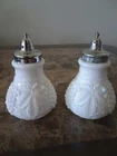 Vintage Imperial Glass Grape Pattern Milk Glass Salt and Pepper Shaker Set