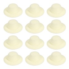12Pack 1.6 Inch Mini Formal Hats Miniature Doll Hats for Crafts Creamy White