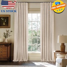 100 Blackout Curtains for Bedroom, Black Out Curtains 108 Inch Long