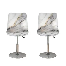 White Marble Bar Stool Covers with Backs Dust Proof Bar Stool Chair Covers St...