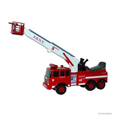 Fire Engine Ride On Push Toy Water Squirt Lights Sounds 75 Lbs Kids