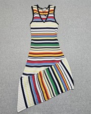 Milly Directional Pop Stripe Bodycon Mini Dress Sleeveless Knit Medium NWT