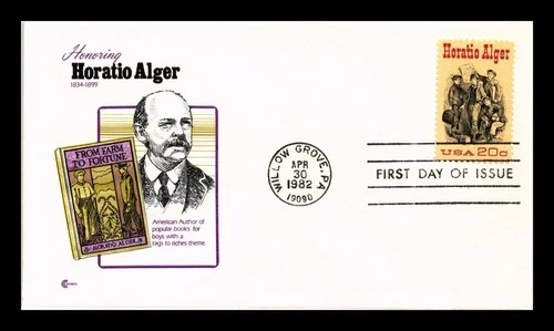 DR JIM STAMPS US COVER HORATIO ALGER AUTHOR FDC COVER CRAFT CACHET INSERT