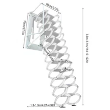 12-Step Folding Ladder Wall-mounted Telescoping Loft Ladder Folding Stairs