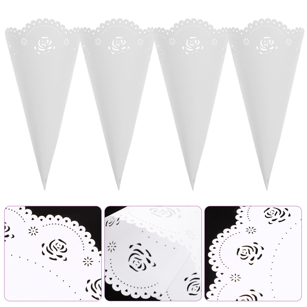 Lot De 50 Cônes En Papier Kraft Pour Mariage - Avec Cordes, Autocollants Et Support Pour Pétales, Fleurs Ou Bonbons