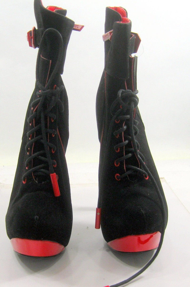 靴 KUSTOMSTYLE IRON-R 6H BOOTS US9 27cm Black/RED 6