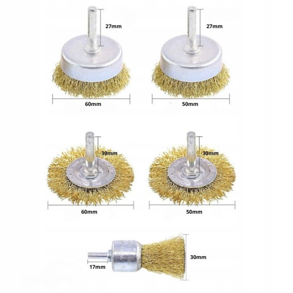 Messing Drahtbürste Set 5tlg. für Bohrmaschine Rundbürste Stahl Scheibenbürste - Bild 4 von 4