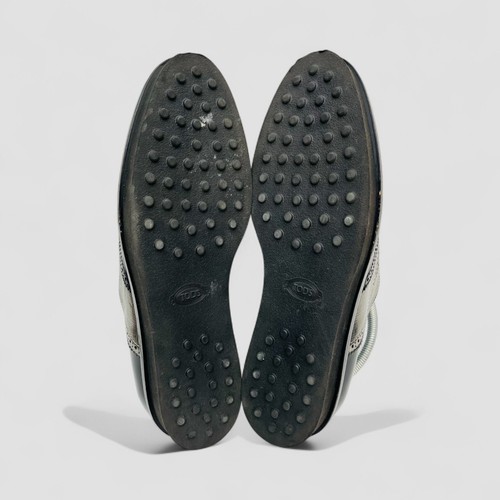 Tod’s Brogue Shoes Women’s 38.5 Black Silver Lace-Up Oxford Made in Italy VGC - Picture 8 of 20