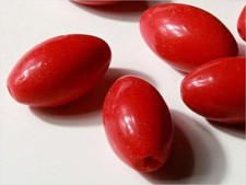 Lot 12 vintage Deco Czech oval red glass beads 23mm