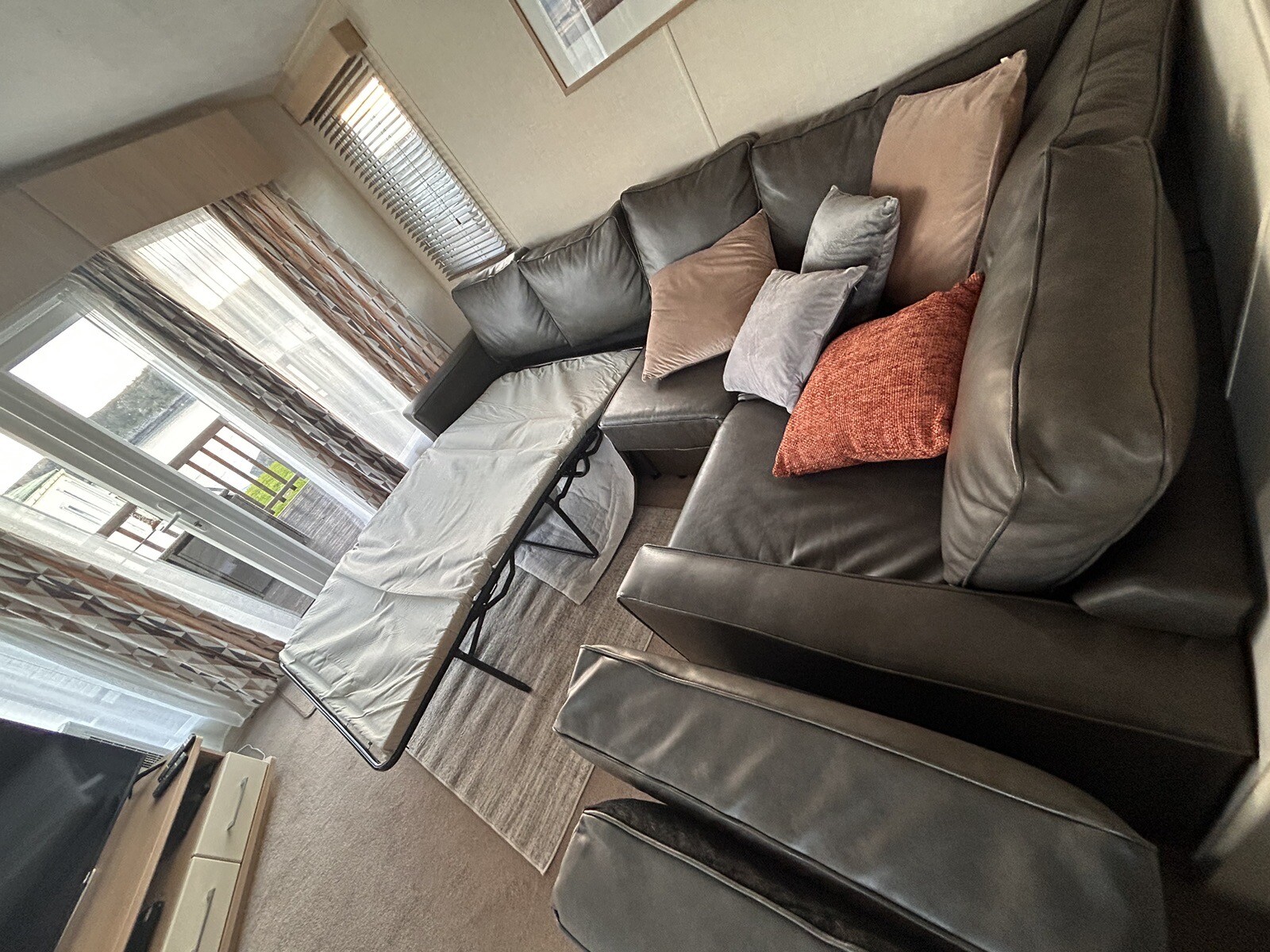 leather corner sofa bed used eBay