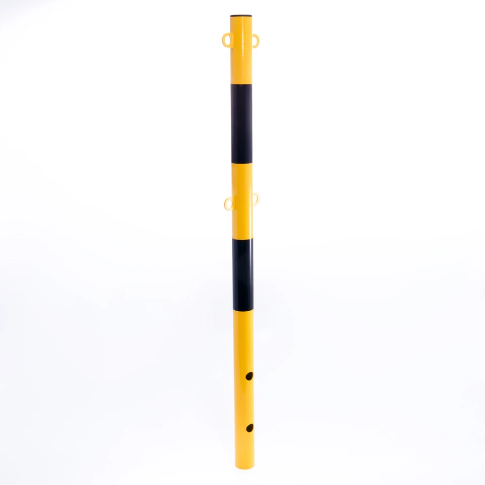 BENTATEC Absperrpfosten gelb - schwarz Ø60mm 4 Ösen zum Einbetonieren Poller NEU