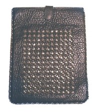 Fabulous BOTTEGA VENETA Black Pebble LEATHER Woven CASE Pouch ITALY  1160