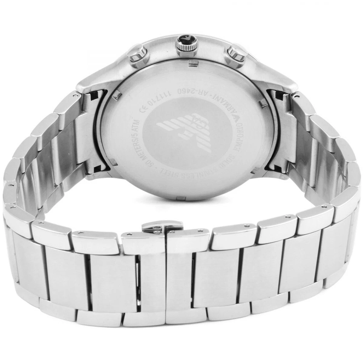 Emporio Armani Sportivo Silver Black Chronograph Quartz Mens Wrist