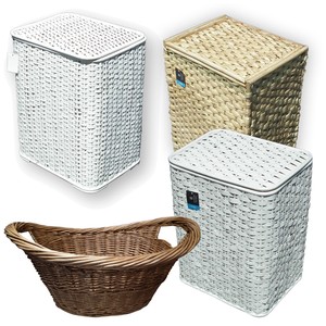 laundry basket woven wicker lid seagrass bamboo washing lidded clothing baskets hamper bin storage hampers bins supplies