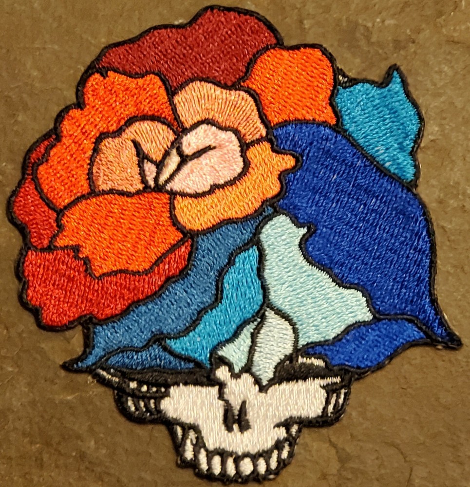 GRATEFUL DEAD iron-on Patch ORG MULTICOLOR ROSE Steal Your Face Stealie 3.5
