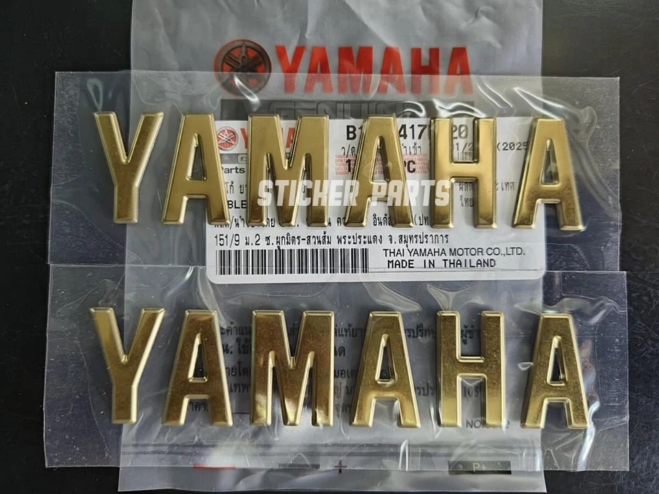 2X SET STICKER FOR YAMAHA FUEL TANK EMBLEM LOGO DECAL FAIRING GOLD 3D 28x120 MM. - Изображение 2 из 4