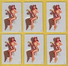 Lot 6 Vintage Strip Poker Playing Pinup Cards Earl MacPherson 1946  Mint K