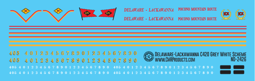 HO Scale - Delaware Lackawanna C420 White Gray Scheme Decals