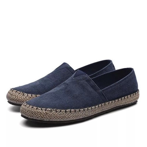 Mens Canvas Shoes Casual Comfortable Flat Slip On Patchwork Espadrille Size - Bild 16 von 22
