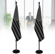  Indoor Flag Pole Kit with American Flag,6FT-8FT Telescoping Flag All Black