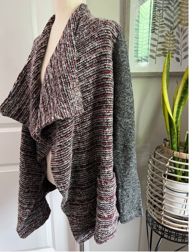 Lucky Brand Sweater Womens Large Gray Cardigan Long Sleeve Boho Fuzzy Pockets - Picture 5 of 14