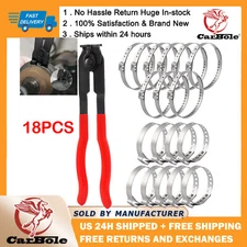 1 Pliers Tool & 18 Clamps Adjustable Axle CV Joint Boot Crimp Clamps Universal