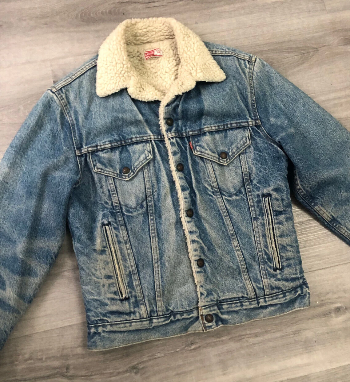 Vintage Levi's Sherpa Denim Trucker Jacket - Size 38 [p2p 20"]