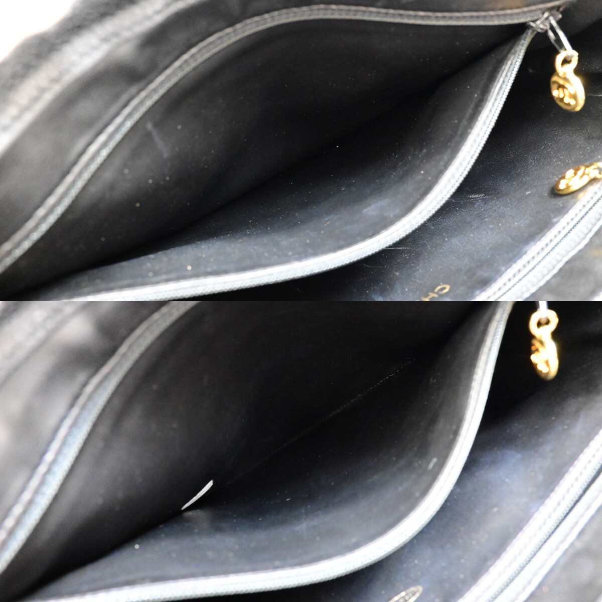 CHANEL Triple CC Logo Chain Shoulder Tote Bag Caviar Leather CHANEL Triple CC Logo Chain Shoulder Tote Bag Caviar Leather