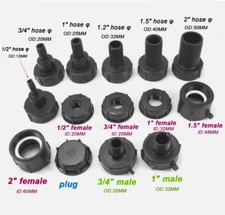IBC Storage Tank Fitting BSP Thread 1/2" 3/4" 1" 1.5" 2" Hose Adapter Outlet Cap