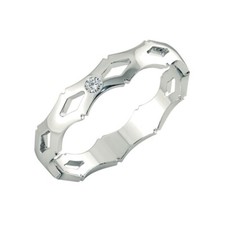 Shiny Round Natural Real Diamond Stylish Men's Wedding Band In 10K White Gold