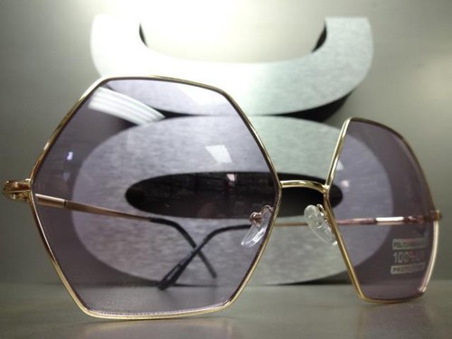 CLASSIC VINTAGE RETRO Style SUN GLASSES Unique Gold Hexagon Frame 5 Lens Colors - Picture 12 of 17