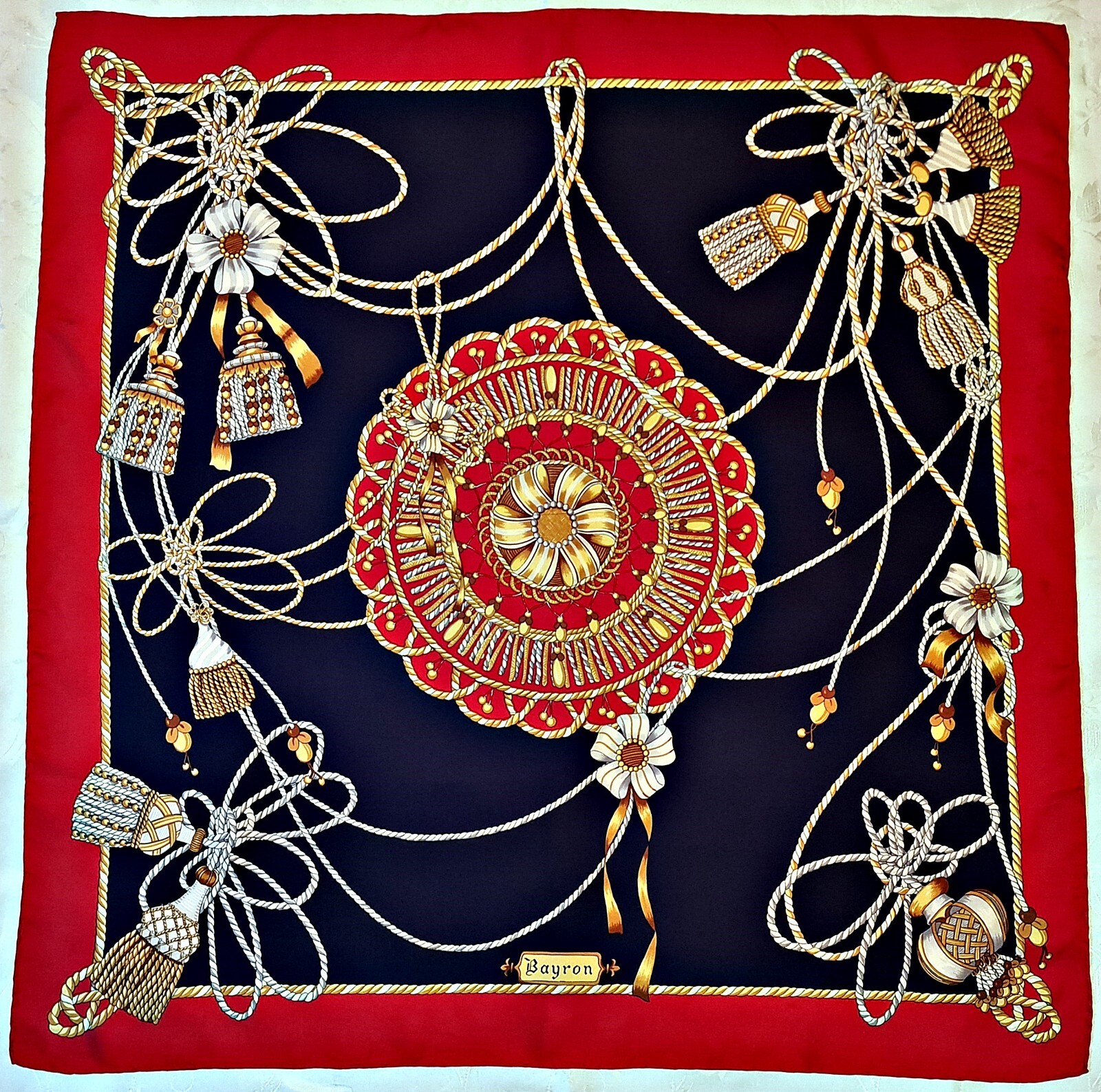 Vintage Bayron Logo Silk Scarf 34
