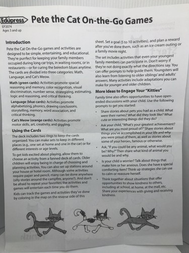 Edupress Pete The Cat On-The-Go Game complete Children's Educational Card Game - Picture 7 of 10