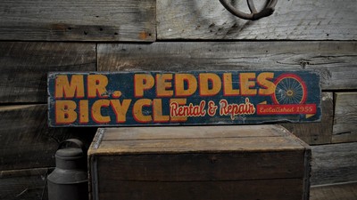 Enseigne Personnalisée En Bois Vintage - "Location Et Réparation Vélo", Rustique Fait Main